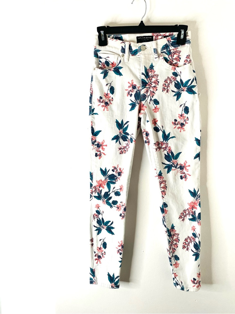 Lucky Brand Bridgette High Rise Skinny Floral Print Jeans